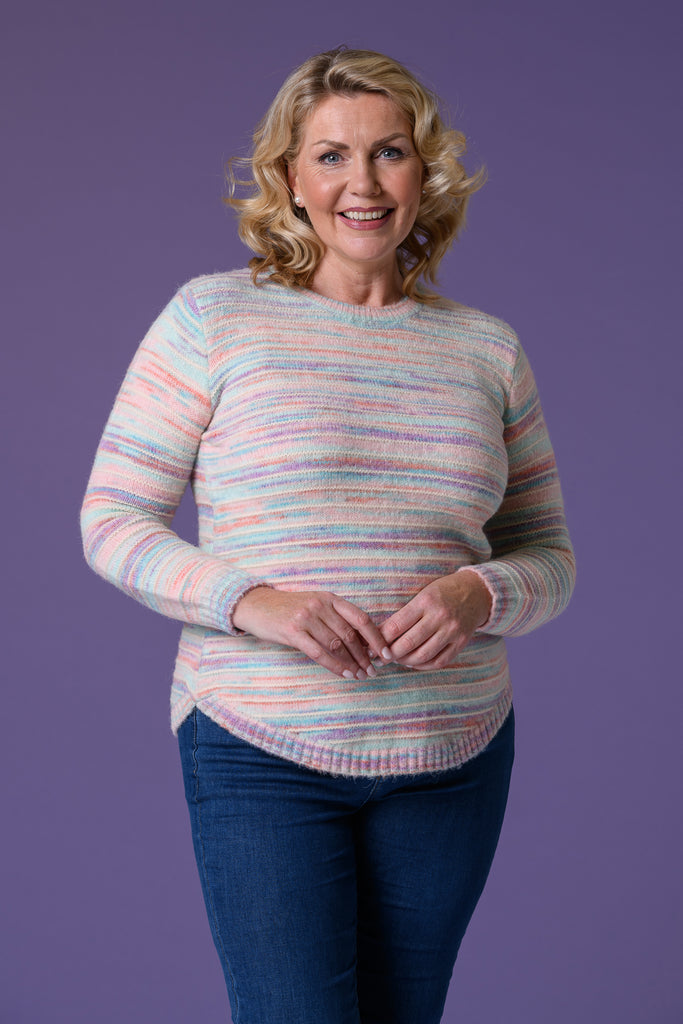 Rainbow Yarn Sweater Lilac/Green-Knitwear-Paco