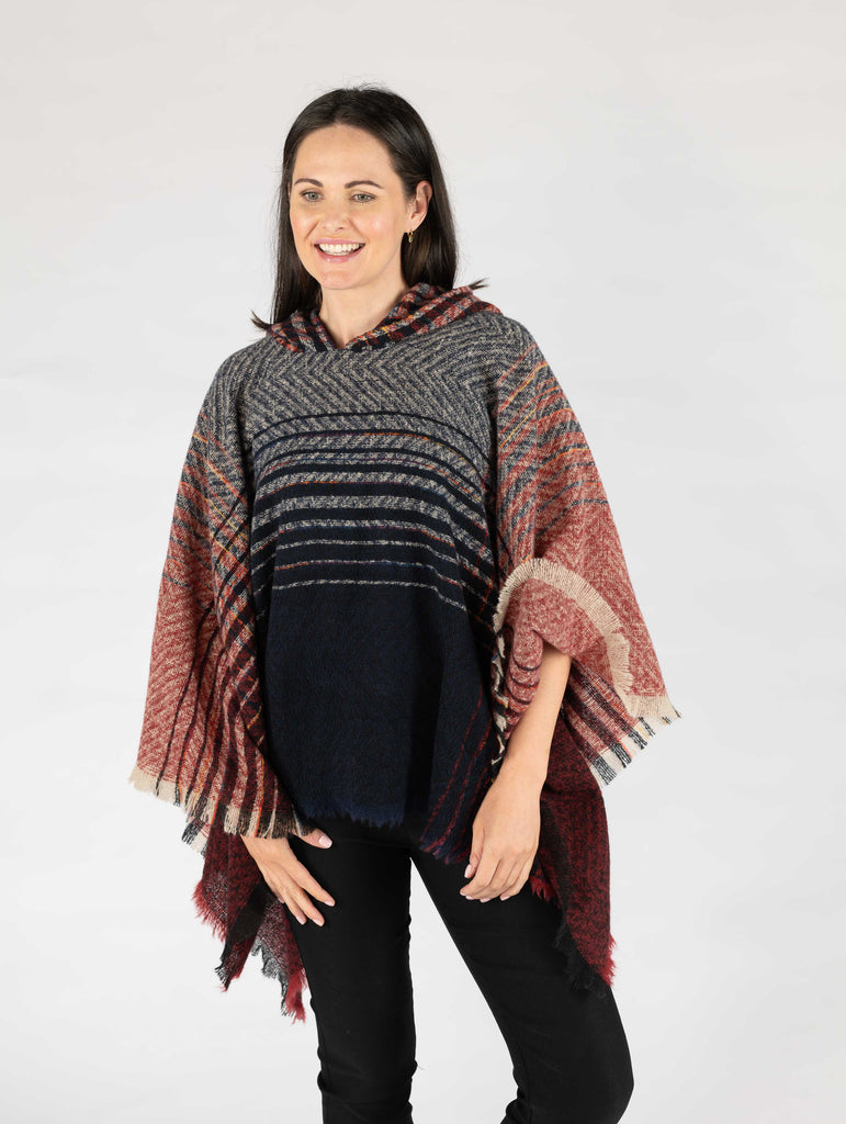 Red/Navy Strip Cape-Knitwear-Paco