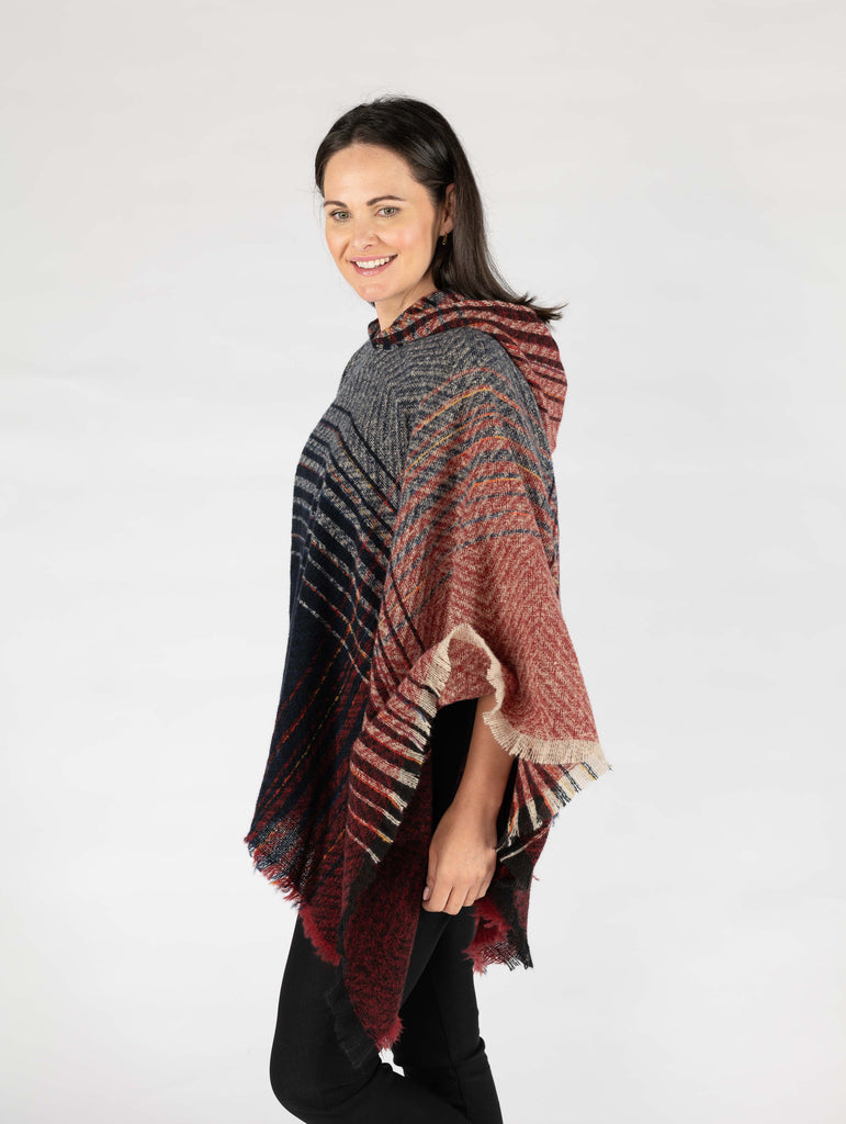 Red/Navy Strip Cape-Knitwear-Paco