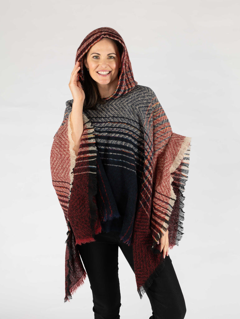 Red/Navy Strip Cape-Knitwear-Paco