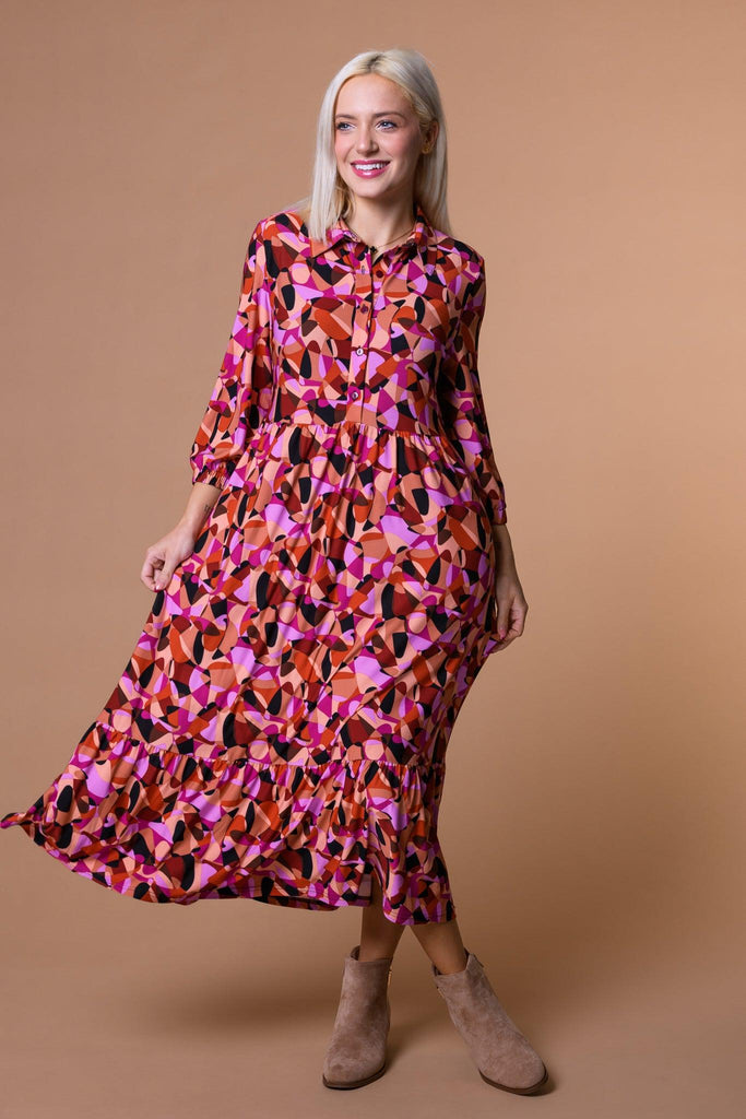 Retro Print Dress-Dresses-Paco