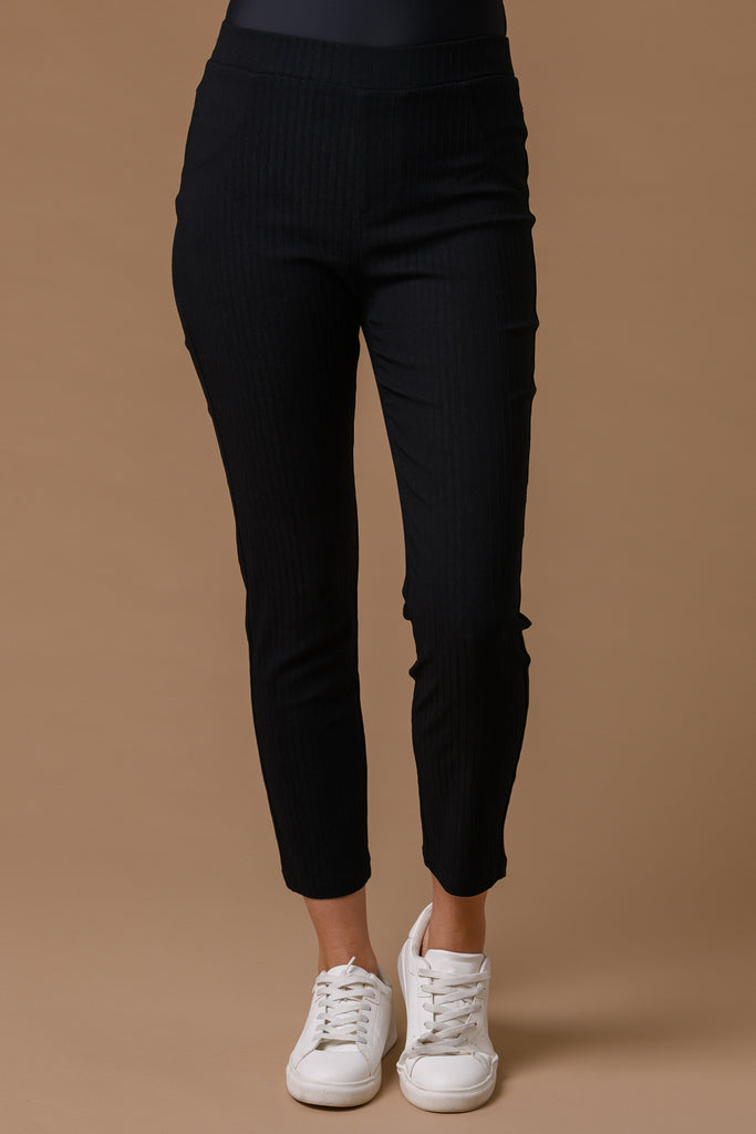 Ribbed Jegging Trousers BLACK-Trousers-Paco