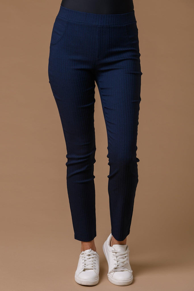 Ribbed Jegging Trousers NAVY-Trousers-Paco
