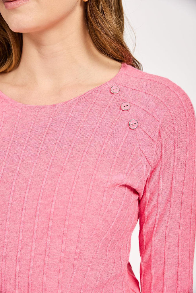 Ribbed Jumper - Pink-Knitwear-Paco