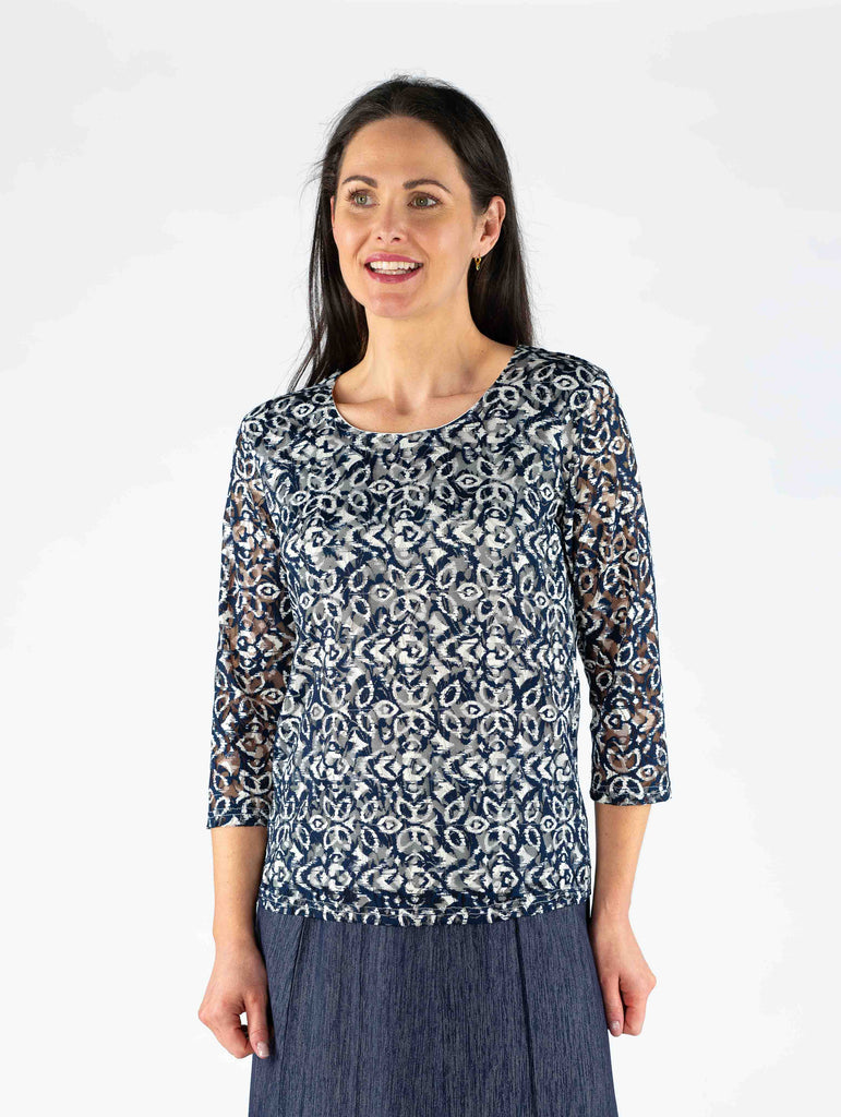 Round Neck Lace Top-Tops-Paco