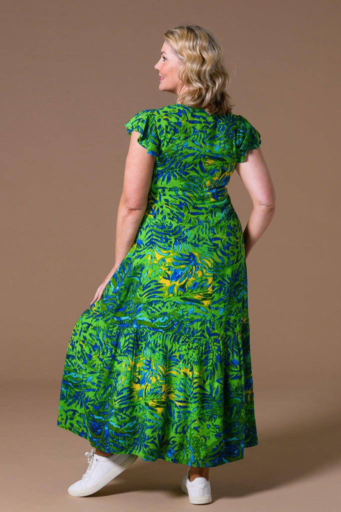 Safari Print Dress - Green-Dresses-Paco