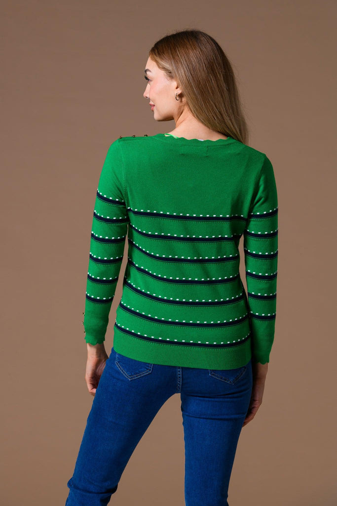 Scalloped Stripe Sweater-Knitwear-Paco