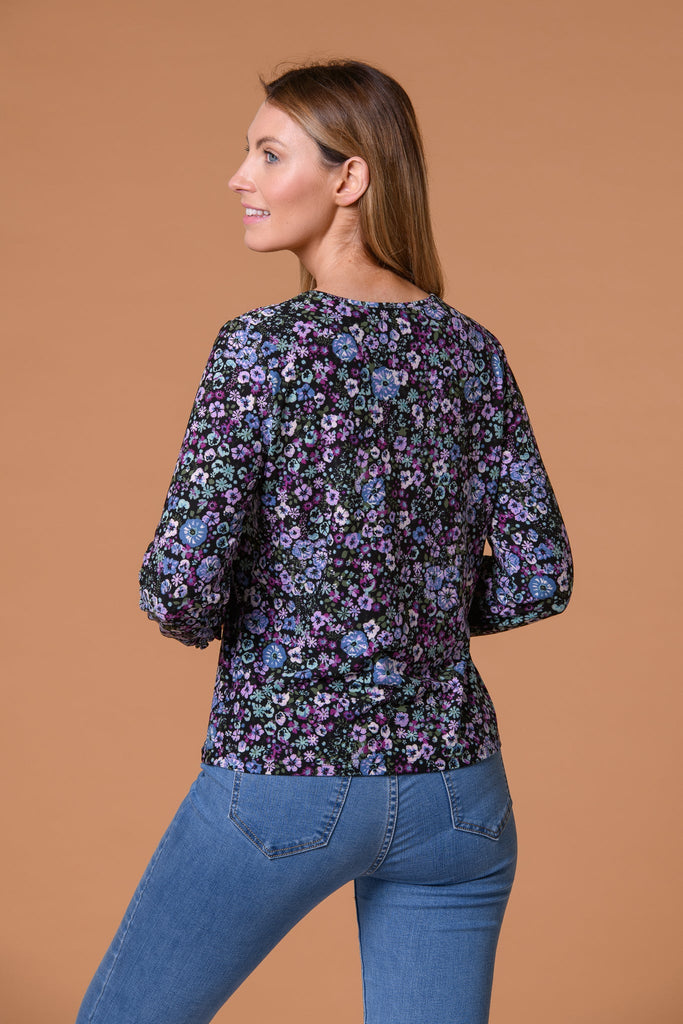 Shirred Yoke Top Purple-Tops-Paco