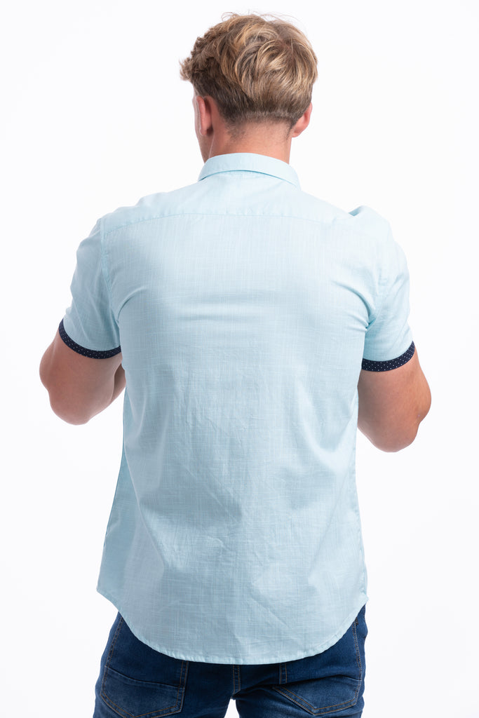 Short Sleeve Shirt - Blue-Tops-Paco