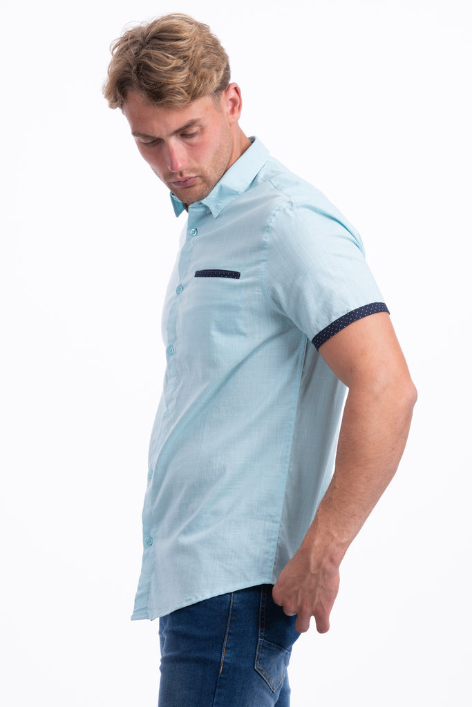 Short Sleeve Shirt - Blue-Tops-Paco