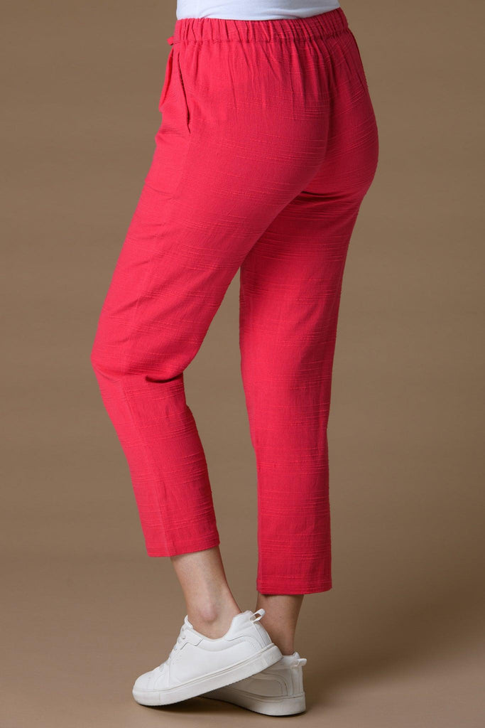 Slub Trousers - Coral-Bottoms-Paco