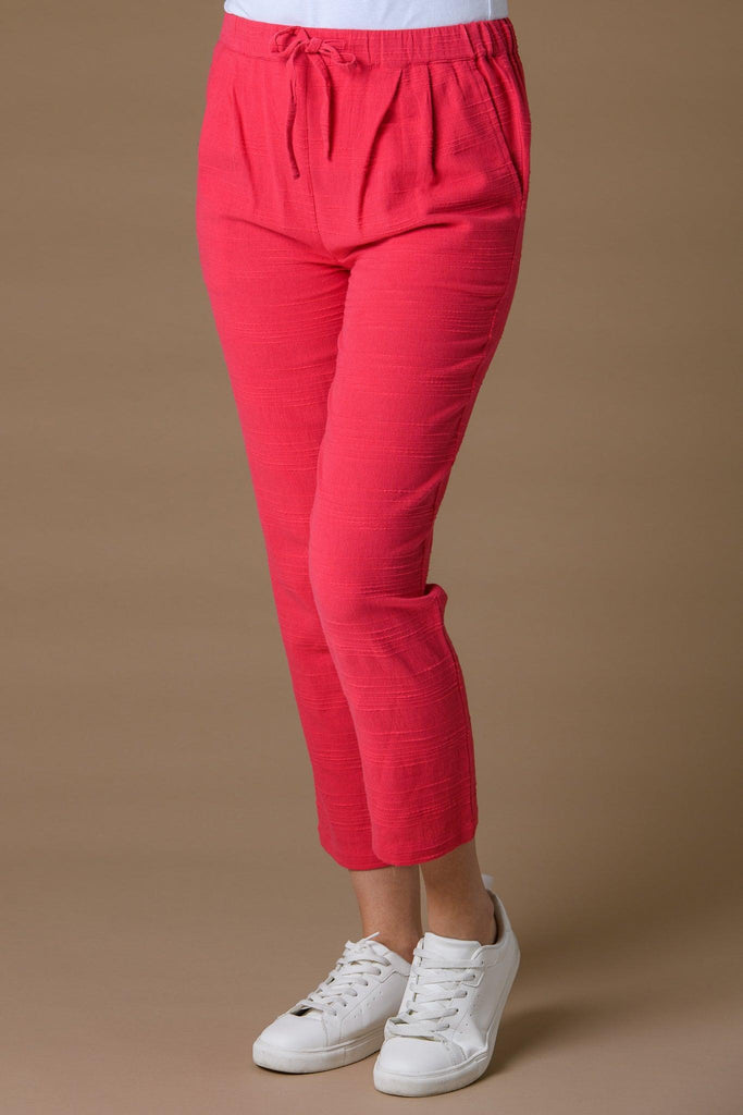 Slub Trousers - Coral-Bottoms-Paco
