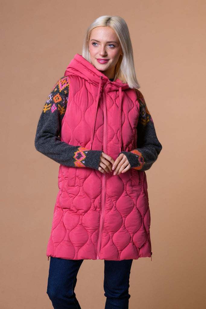 Soft Onion Quilt Gilet-Pink-Gilets-Paco