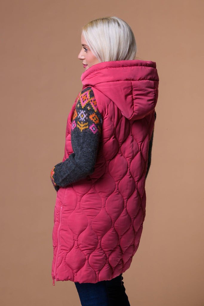 Soft Onion Quilt Gilet-Pink-Gilets-Paco