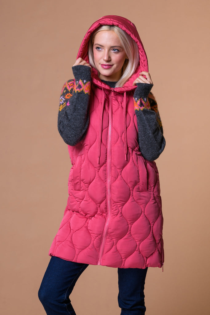 Soft Onion Quilt Gilet-Pink-Gilets-Paco