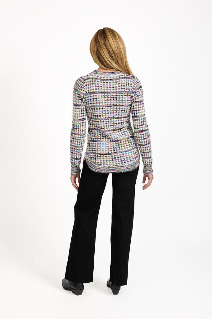 Space Dye Chequered Jumper White SU-25MF-652-Knitwear-Paco