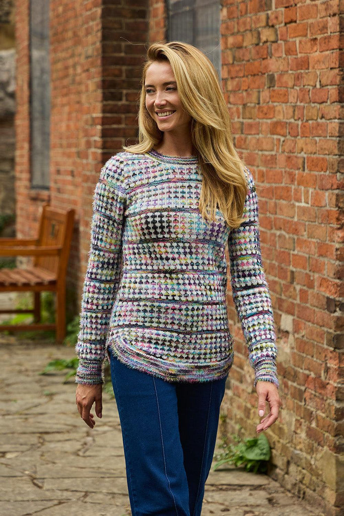 Space Dye Chequered Jumper White SU-25MF-652-Knitwear-Paco