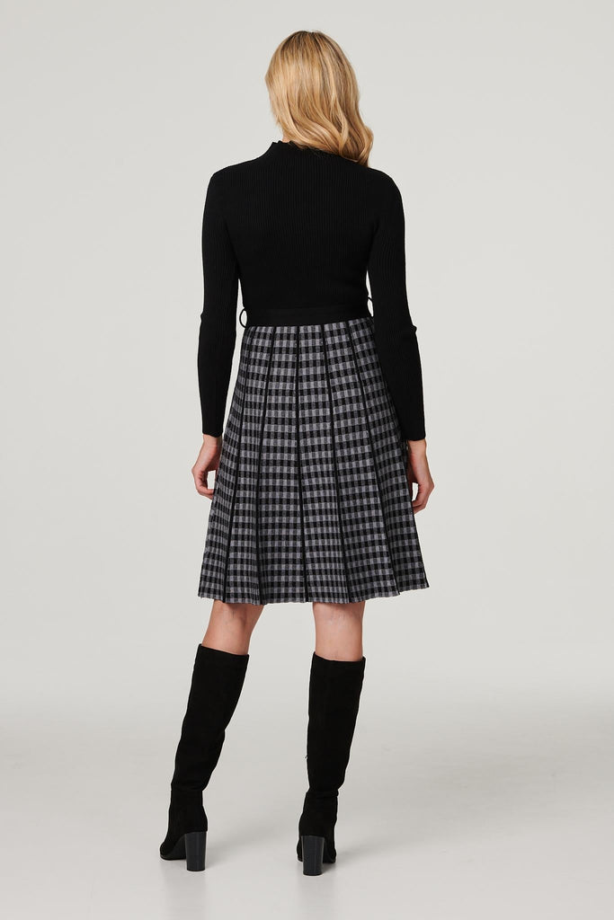 Square Knit Belted Dress-Dresses-Paco
