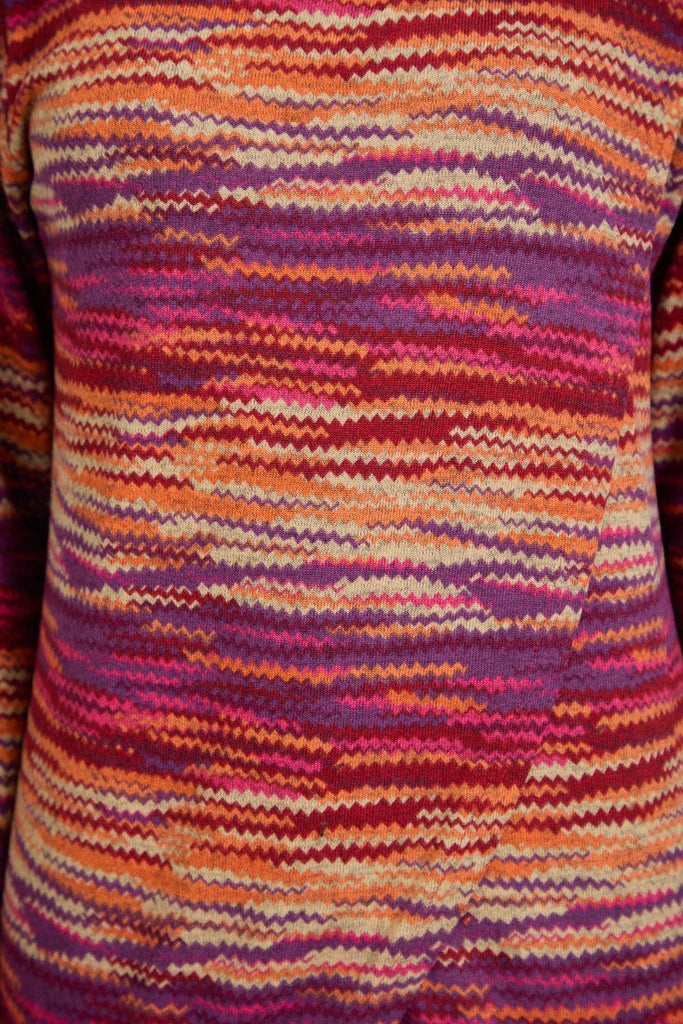 Staggered Print Cowl Neck Top BLUE SU-25MF-681-Tops-Paco