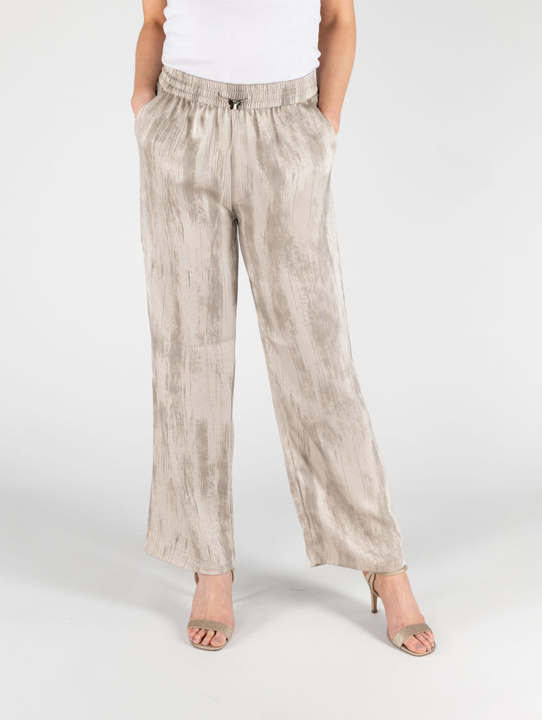 Stone Wide leg elasticated trouser - T29805-Trousers-Paco