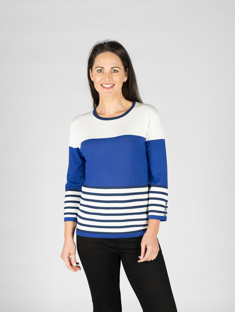 Stripe Contrast Jumper-Jumpers & Cardigans-Paco