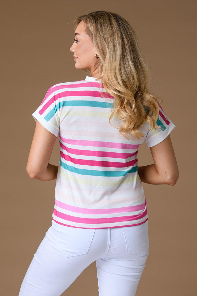 Stripe Drop sleeve Top - Multi-Casualwear-Paco