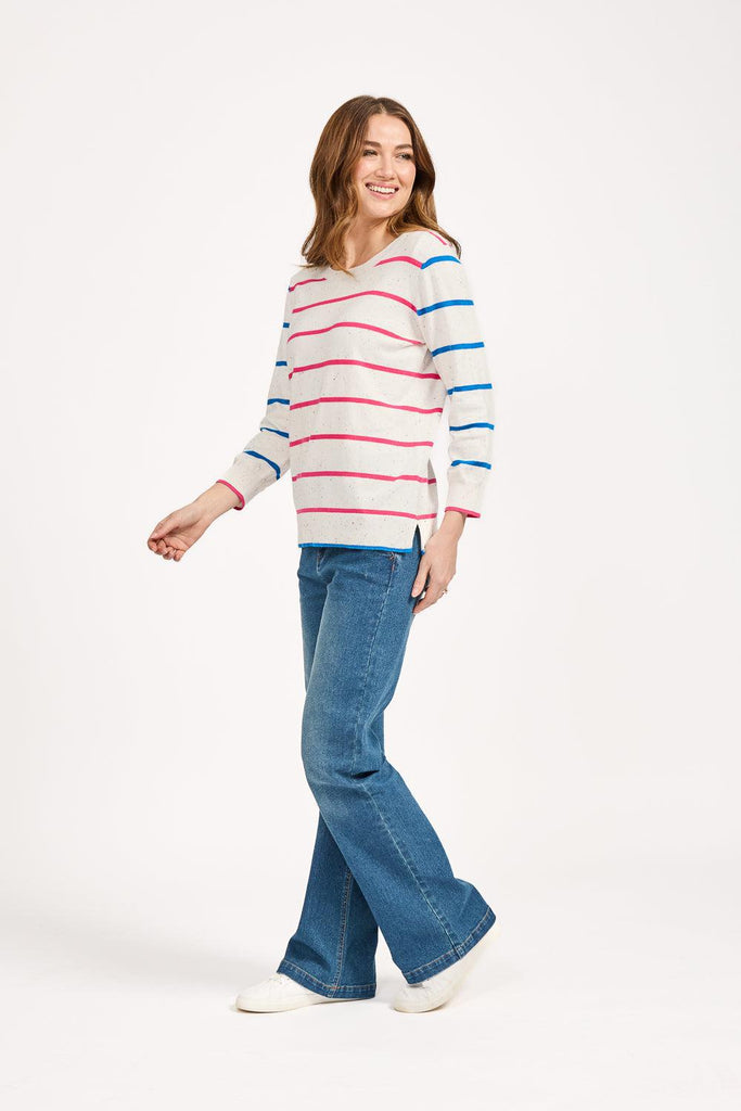 Stripe speckled knit jumper - Pink/Blue-Knitwear-Paco