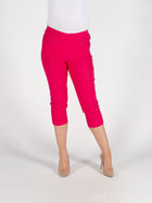T30489  CROP 22 INCH TROUSER EMBR POCKET HEM DET CERISE
