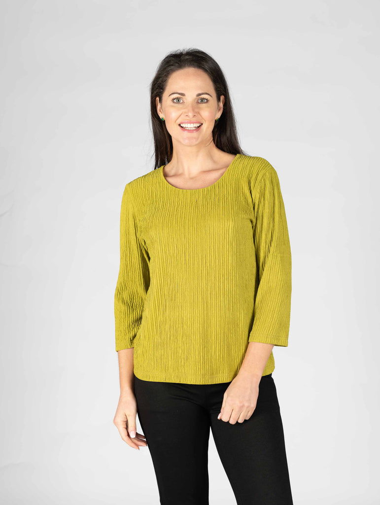 Textured Fabric Round Neck Top-Paco