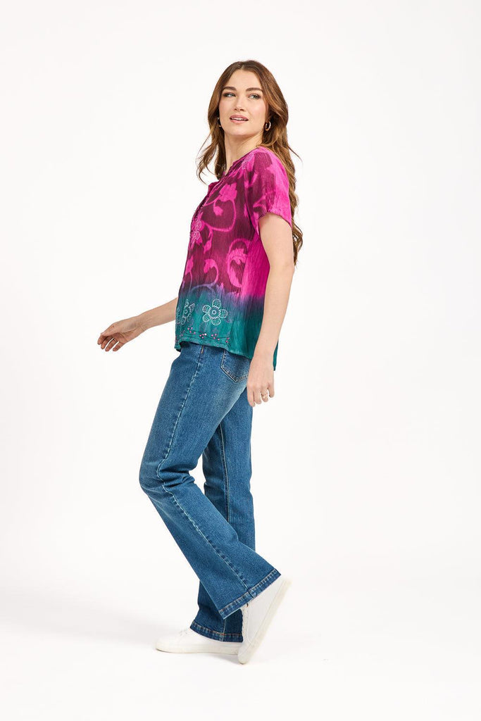 Tie Dye Printed Blouse - Pink-Dresses-Paco