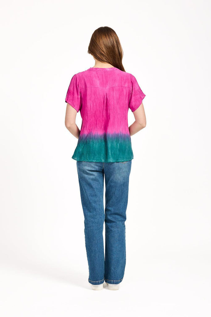 Tie Dye Printed Blouse - Pink-Dresses-Paco
