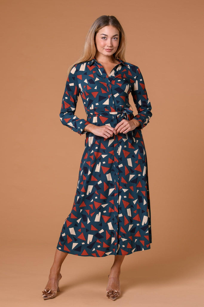 Triangle Maxi Shirt Dress-Dresses-Paco