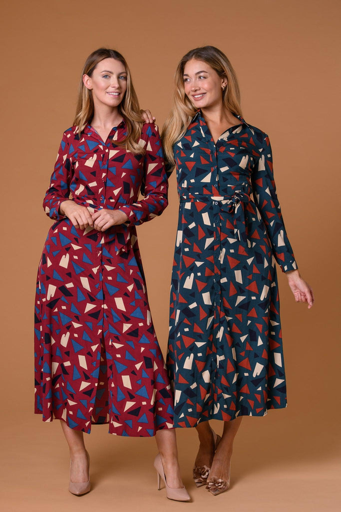 Triangle Maxi Shirt Dress-Dresses-Paco