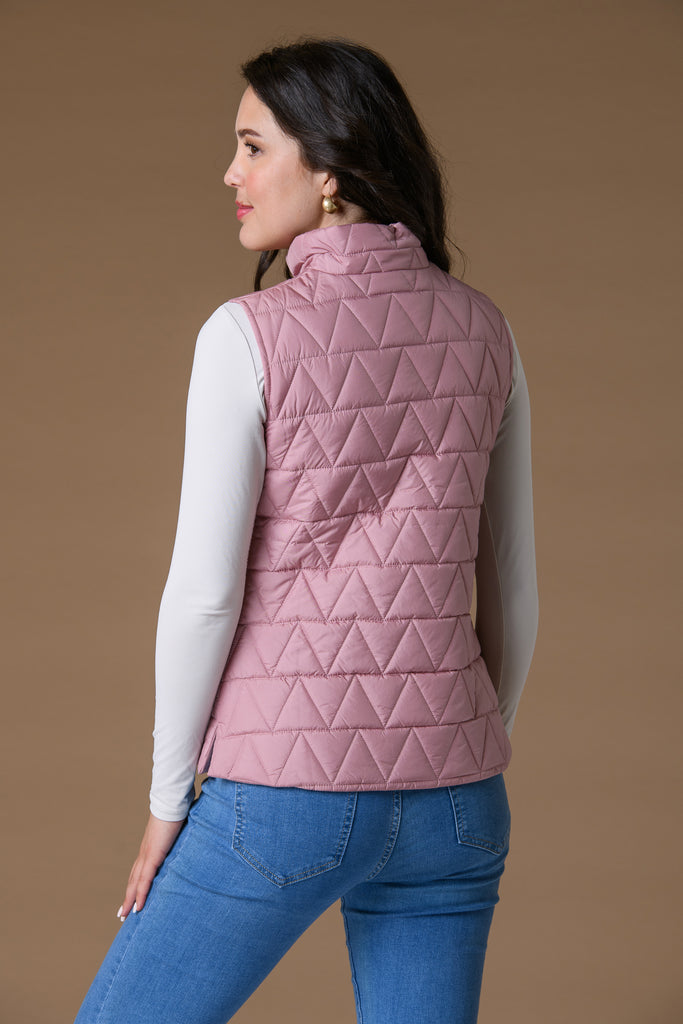 Triangle Quilt Gilet - Pink-Gilets-Paco