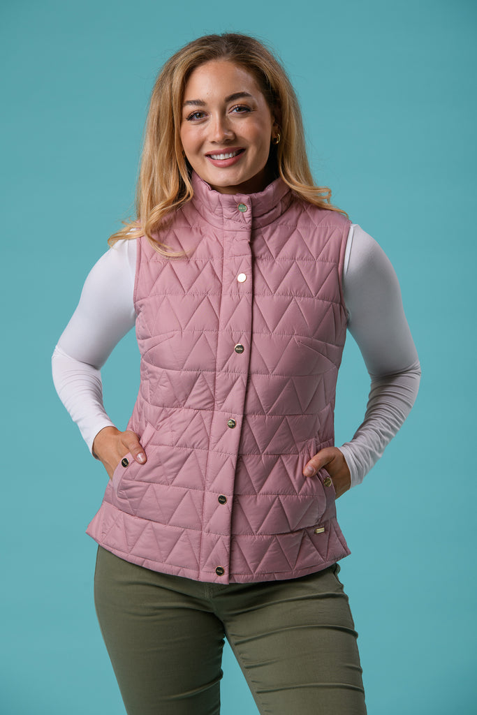 Triangle Quilt Gilet - Pink-Gilets-Paco