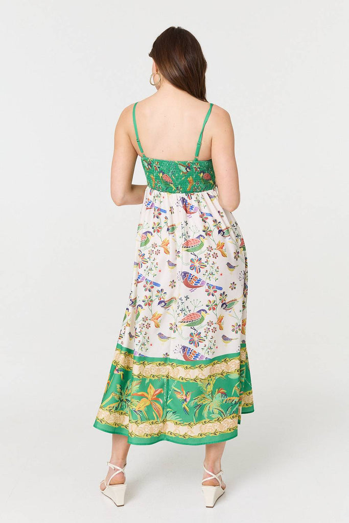 Tropical Print Sleeveless Dress - Green-Dresses-Paco