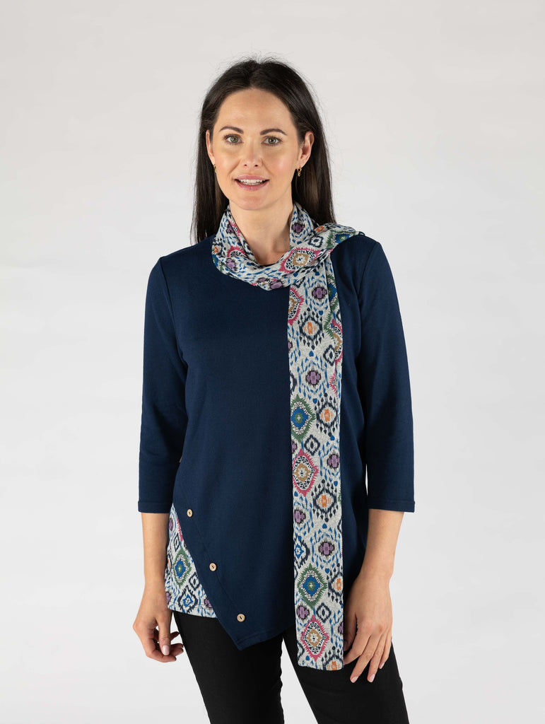 Tunic top with scarf-Tops-Paco