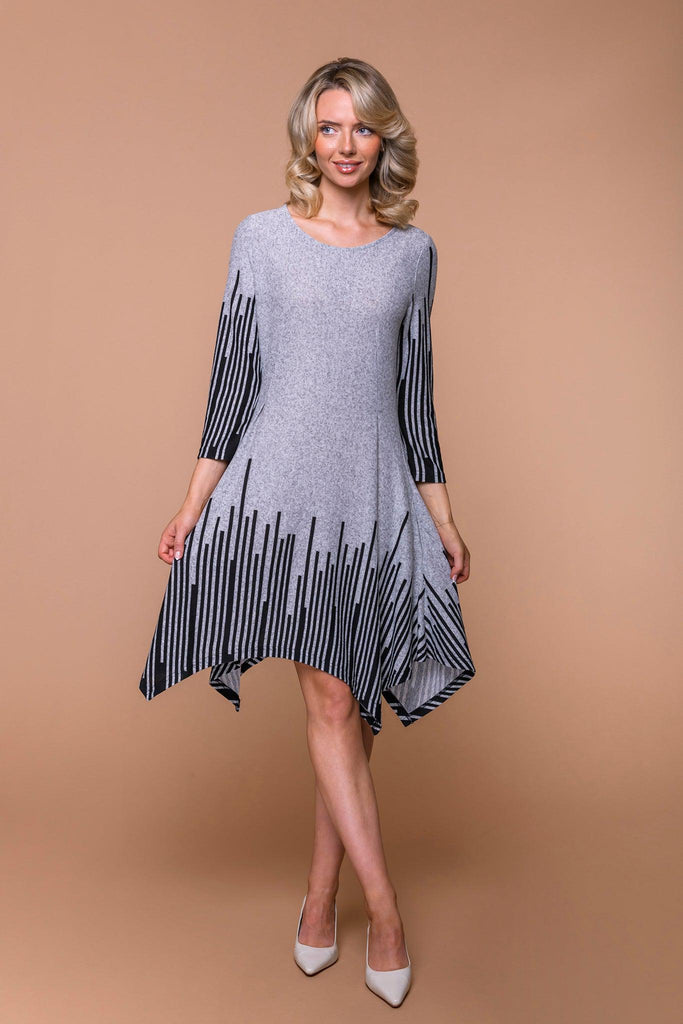 Vertical Print Dart Dress-Dresses-Paco