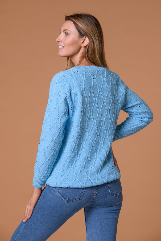 Wavy Cable Knit- Turquoise-Knitwear-Paco