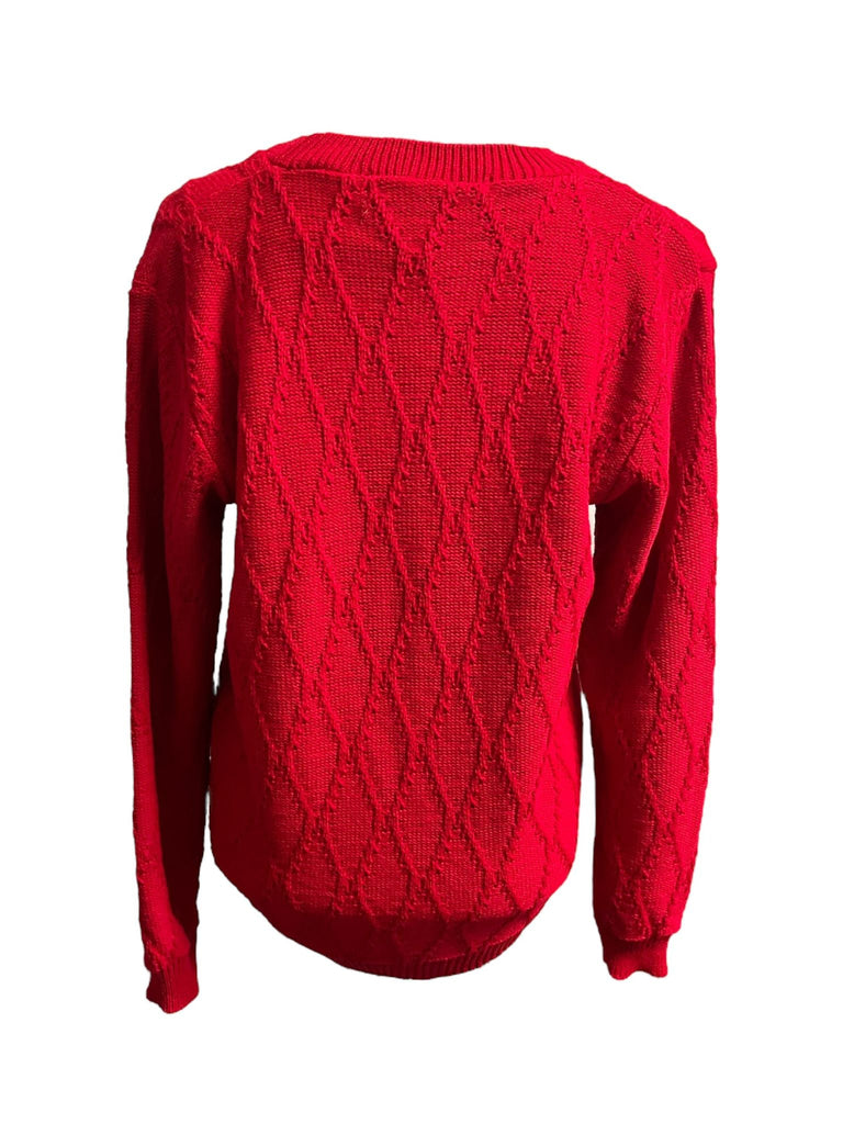 Wavy Cable Sweater -Red-Knitwear-Paco