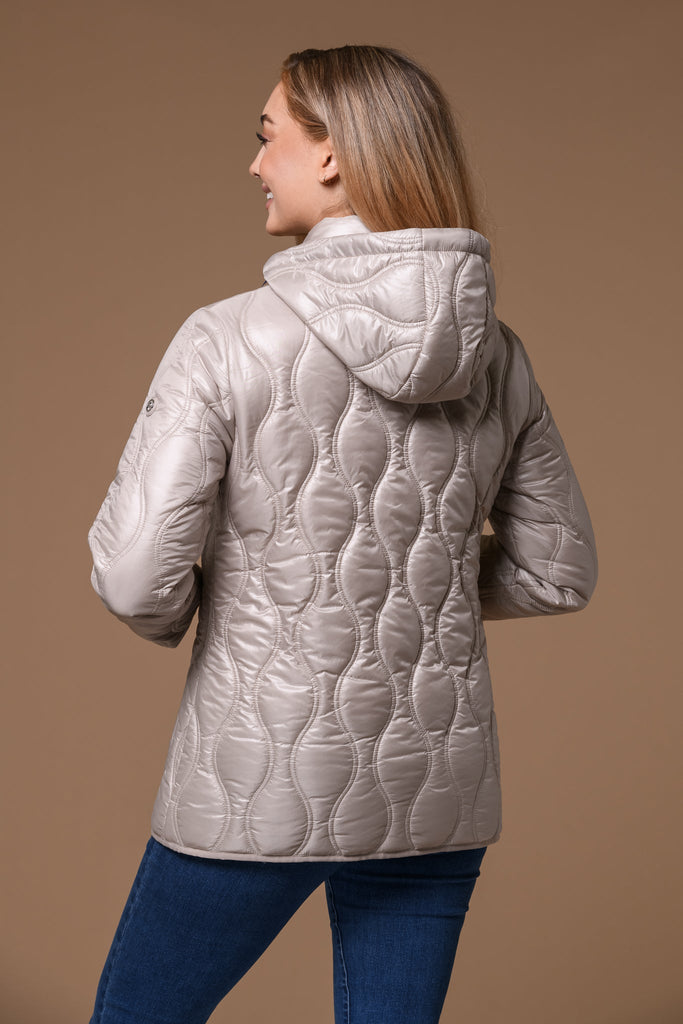 Wavy Onion Quilt Jacket- Beige-Jackets-Paco