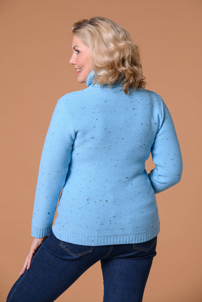 Wavy cable sweater Blue-Knitwear-Paco