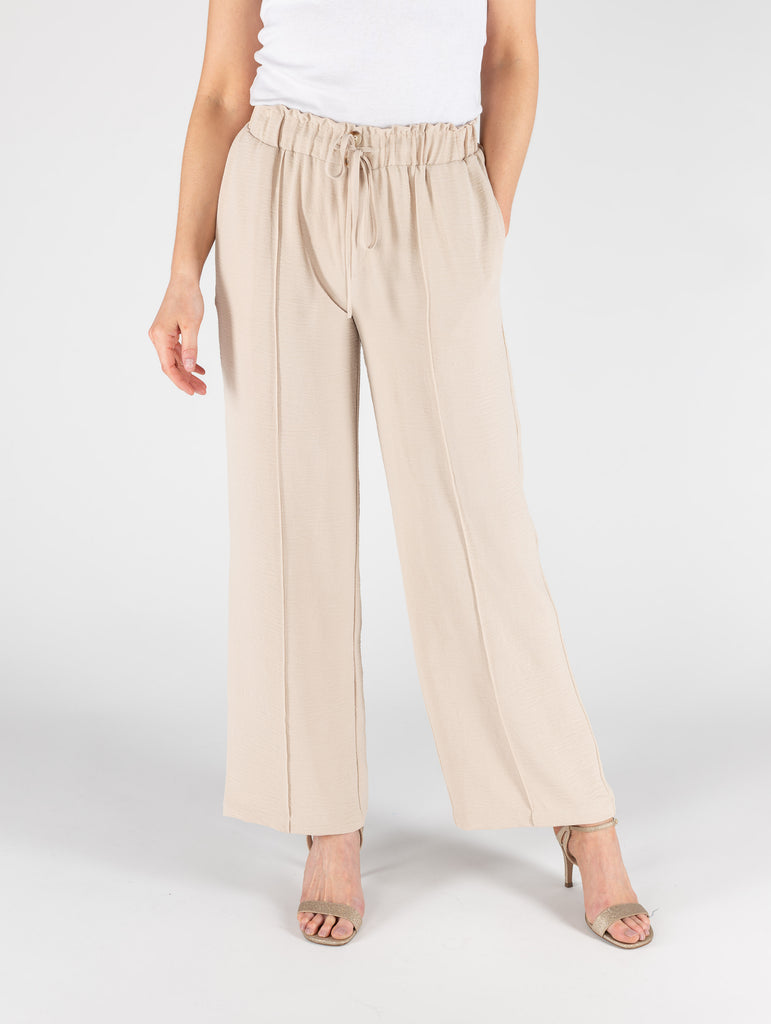 Wide Leg Trouser with Elastic waist - T29944-Trousers-Paco
