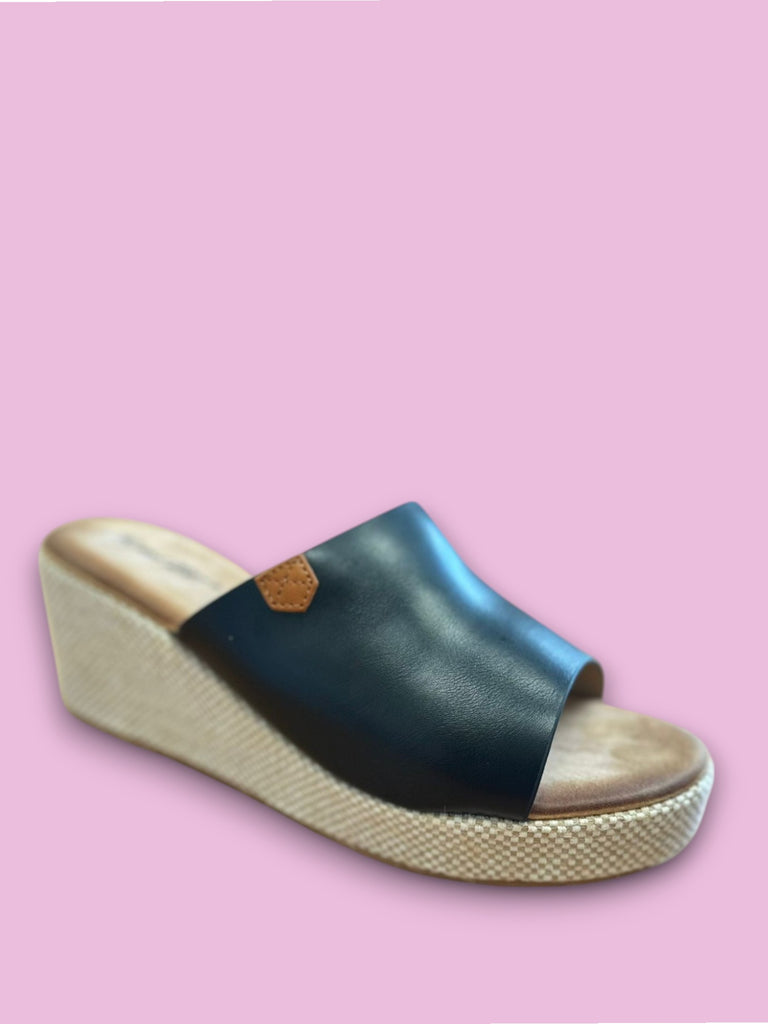 Woven Heel Mule Slider - BK524 - Black-Shoes-Paco