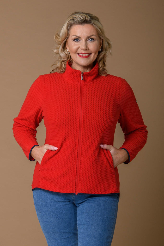 Zig Zag Full Zip Top - Red-Fleece-Paco