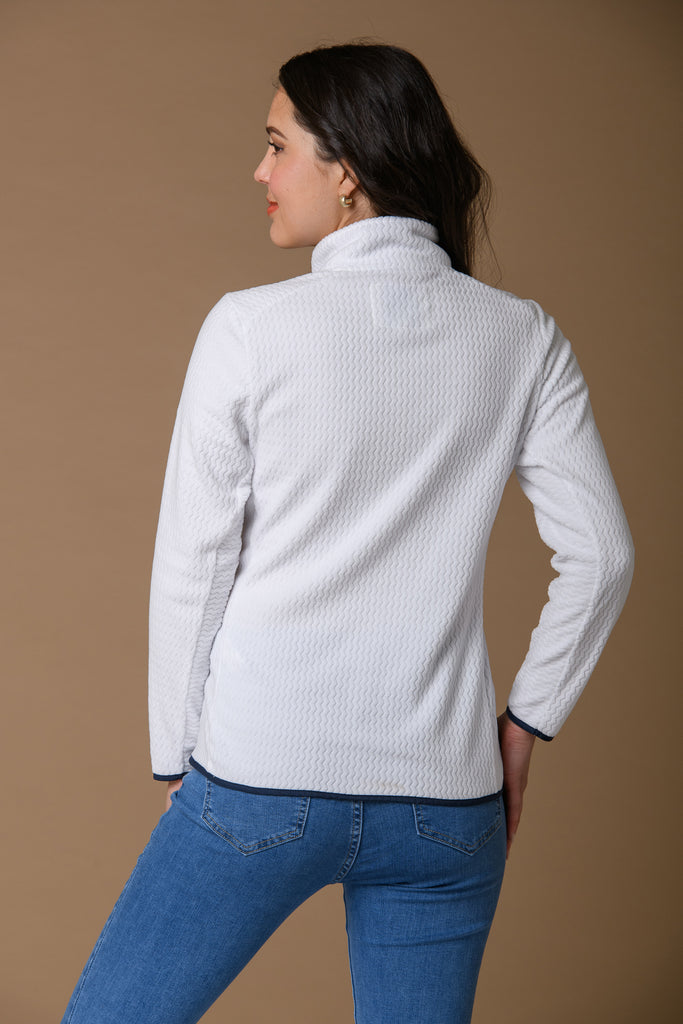 Zig Zag Full Zip Top - White-Fleece-Paco