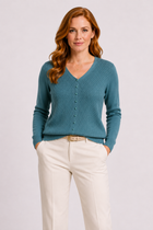 Pearl Front Rib Sweater 2 KP733646 GREEN