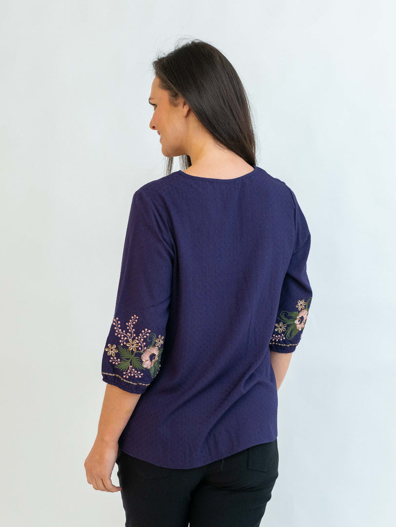 Embroidered Tunic Top-Jumpers & Cardigans-Paco