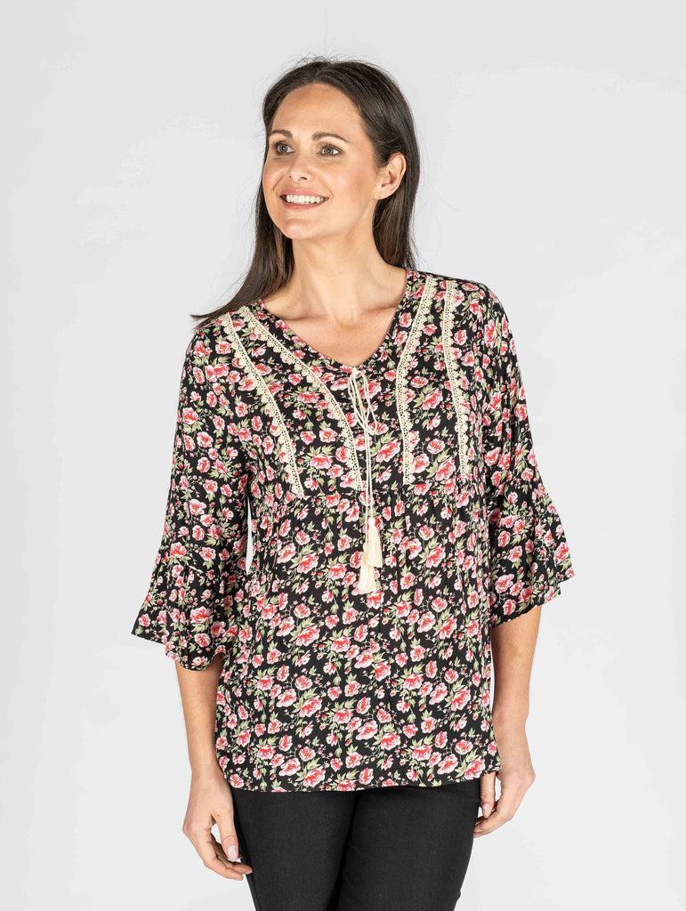 Floral Print Tunic-Tops-Paco