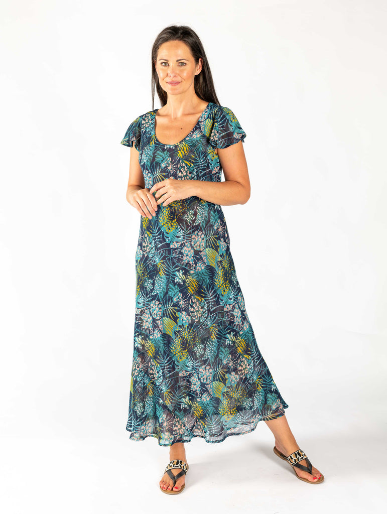 Reversible Printed Reversible Green Print Dress-Dresses-Paco